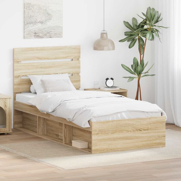 vidaXL Cadre de lit Sonoma 100 x 200 cm Bois de pin massif