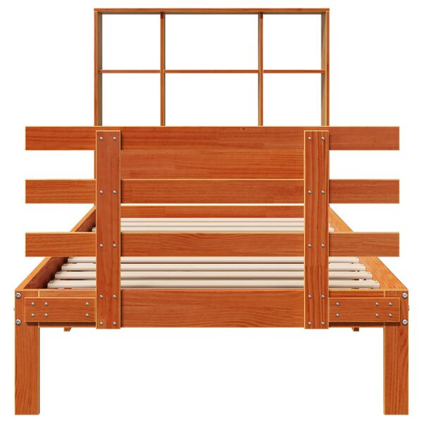 vidaXL Lit biblioth&egrave;que sans matelas cire marron 75x190 cm pin massif