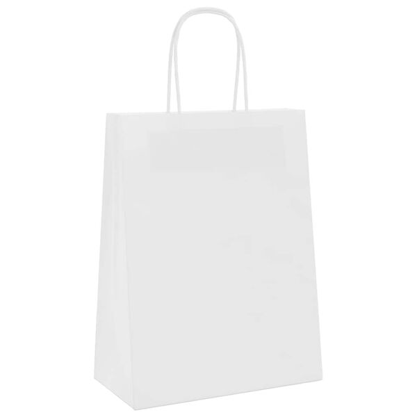 vidaXL Sacs en papier 50 pcs avec poign&eacute;es blanc 21x11x28 cm