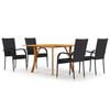 vidaXL Ensemble &agrave; manger de jardin 5 pcs Noir