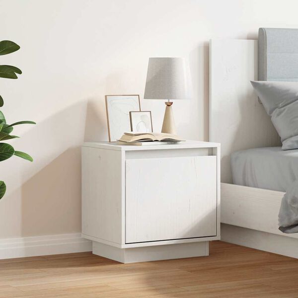 vidaXL Table de chevet Blanc 40x30x40 cm Bois de pin solide