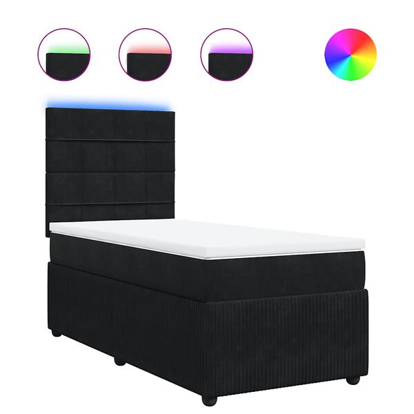 vidaXL Sommier &agrave; lattes de lit avec matelas Noir 90x200 cm Velours