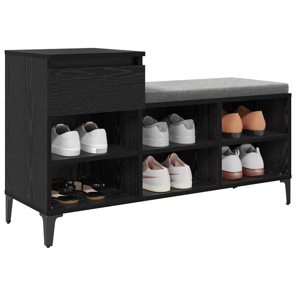 vidaXL Cabinet &agrave; chaussures avec tiroir Ch&ecirc;ne noir 102 x 36 x 60 cm