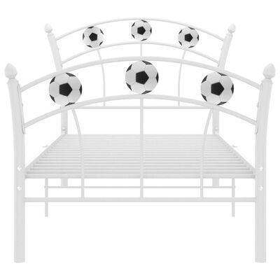 vidaXL Cadre de lit avec design de football Blanc Métal 90x200 cm