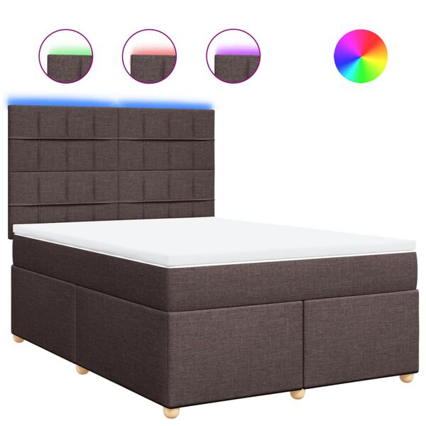 vidaXL Sommier &agrave; lattes de lit avec matelas Marron fonc&eacute; 140x190 cm
