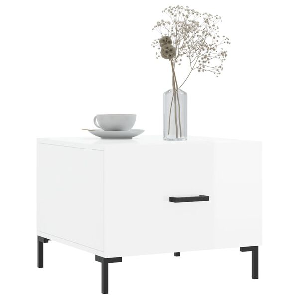 vidaXL Tables basses 2 pcs blanc brillant 50x50x40cm bois d'ing&eacute;nierie
