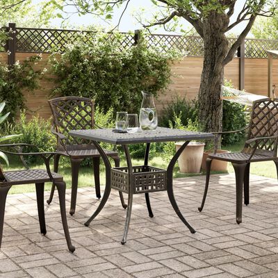 vidaXL Table de jardin bronze 80x80x75 cm aluminium coulé