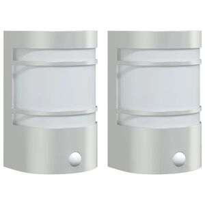 vidaXL Appliques murales d'ext&eacute;rieur et capteurs 2pcs acier inoxydable