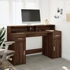 vidaXL Bureau et lumi&egrave;res LED ch&ecirc;ne marron bois d'ing&eacute;nierie