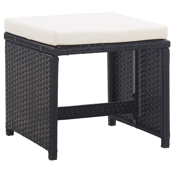 vidaXL Tabourets de jardin lot de 2 avec coussins R&eacute;sine tress&eacute;e Noir
