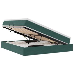 vidaXL Lit avec rangement et matelas Vert fonc&eacute; 160 x 200 cm Velours
