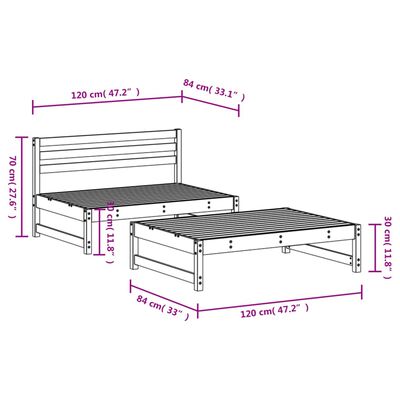 vidaXL Salon de jardin 2 pcs marron miel bois de pin massif