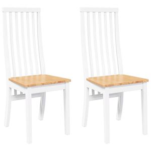 vidaXL Chaises &agrave; manger 2 pcs blanc bois massif caoutchouc
