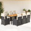 vidaXL Ensemble &agrave; manger de jardin 9pcs coussins noir r&eacute;sine tress&eacute;e