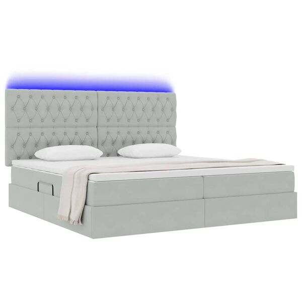 vidaXL Lit avec rangement et LED Gris clair 200 x 200 cm Velours