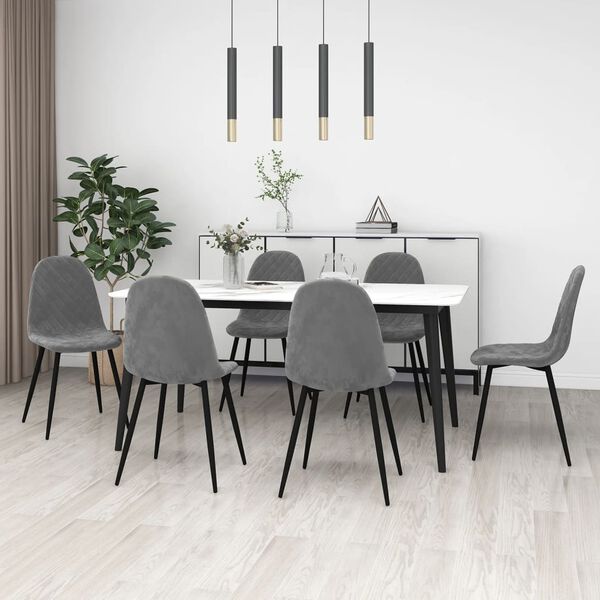 vidaXL Chaises &agrave; manger lot de 6 gris clair velours