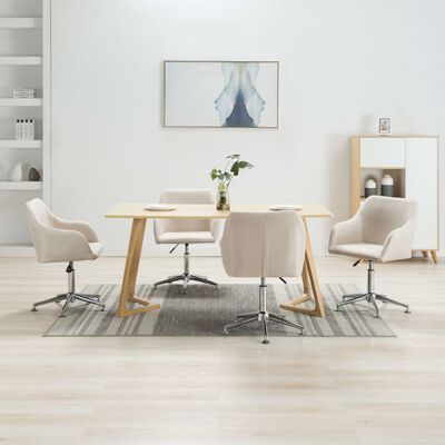 vidaXL Chaises pivotantes à manger lot de 4 crème tissu