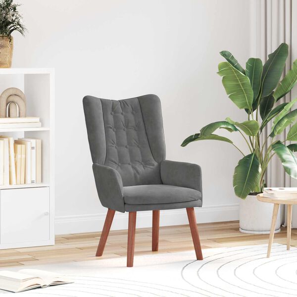 vidaXL fauteuil Gris fonc&eacute; 63 x 67 x 94 cm Velours