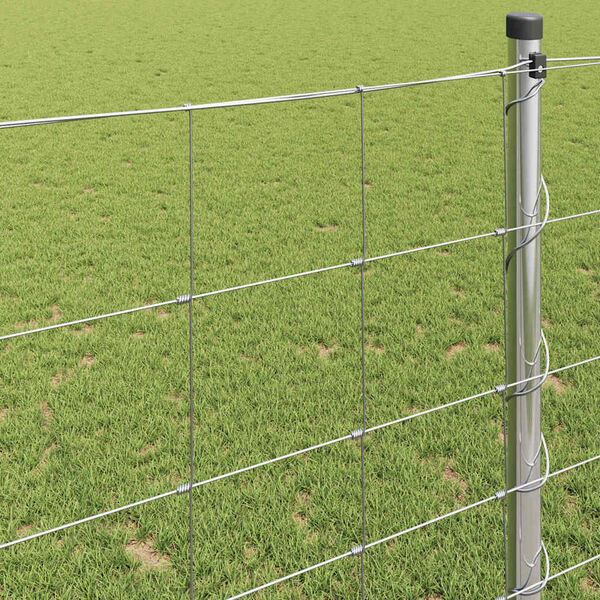 vidaXL Cl&ocirc;ture de prairie Argent&eacute; 25 x 1,2 m Acier galvanis&eacute;