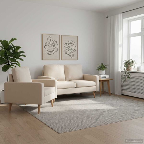 vidaXL Ensemble de canapés 2 pcs Tissu Crème