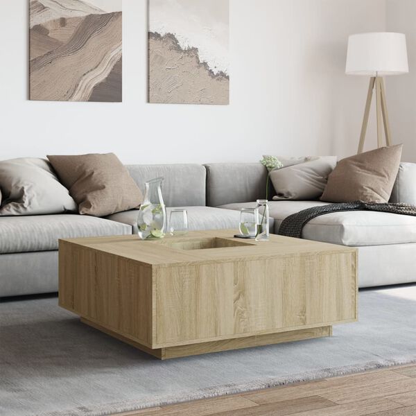 vidaXL Table basse ch&ecirc;ne sonoma 100x100x40 cm bois d'ing&eacute;nierie