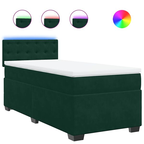 vidaXL Sommier &agrave; lattes de lit avec matelas Vert fonc&eacute; 90x200 cm
