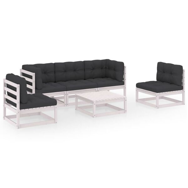 vidaXL Salon de jardin 6 pcs avec coussins Bois de pin massif