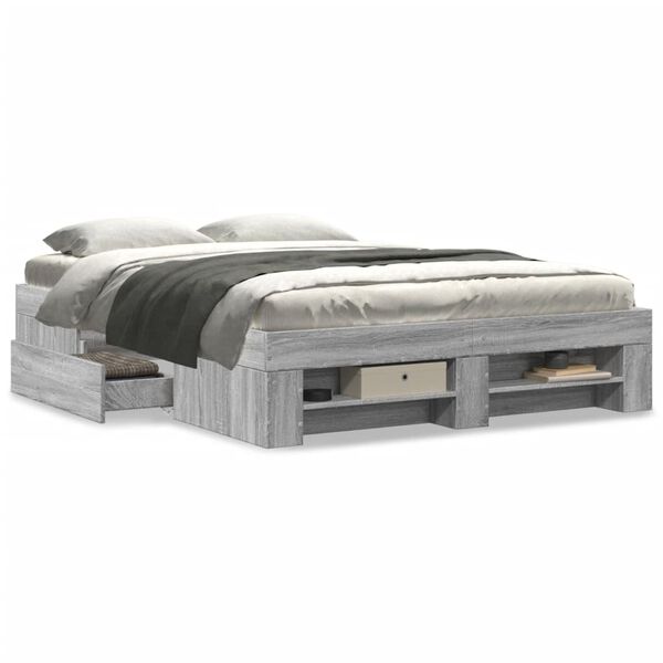 vidaXL Cadre de lit sans matelas sonoma gris 120x190 cm
