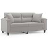 vidaXL Canap&eacute; 2 places avec oreillers et coussins Gris clair 140 cm
