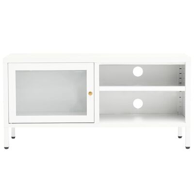 vidaXL Meuble TV Blanc 90x30x44 cm Acier et verre