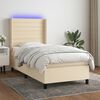 vidaXL Sommier &agrave; lattes de lit matelas et LED Cr&egrave;me 90x200 cm Tissu