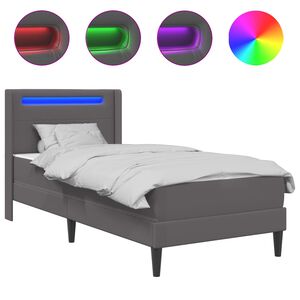 vidaXL Cadre de lit avec matelas Gris 80 x 200 cm Simili cuir