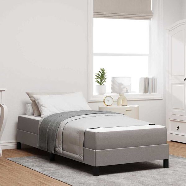 vidaXL Lit &agrave; ressorts avec matelas Taupe 100 x 200 cm tissu