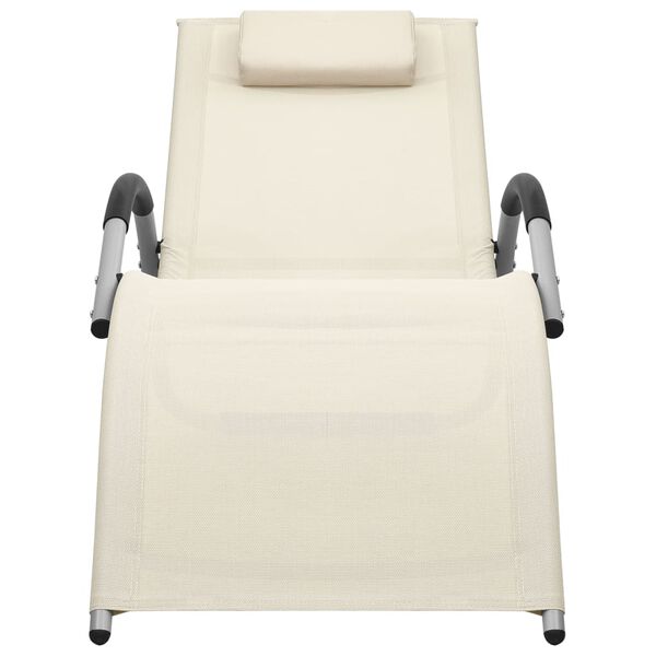 vidaXL Chaises longues textil&egrave;ne lot de 2 cr&egrave;me et gris