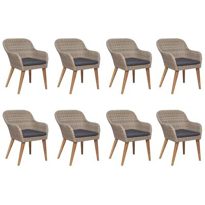 vidaXL Ensemble de salle à manger de jardin 9 pcs Marron