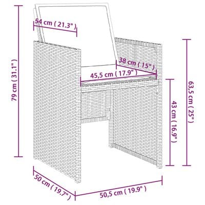 vidaXL Ensemble à manger de jardin et coussins 5 pcs gris clair rotin