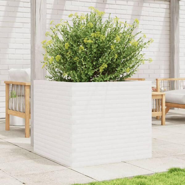 vidaXL Jardini&egrave;re blanc 80x80x68,5 cm bois de pin massif