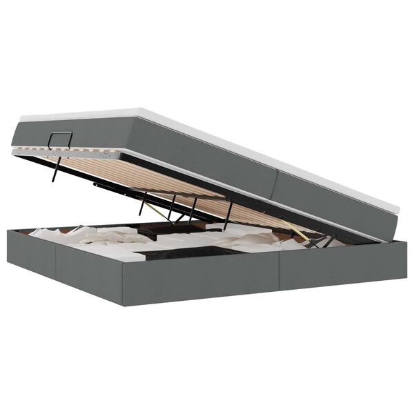vidaXL Lit avec rangement et matelas Gris fonc&eacute; 200 x 200 cm Polyester