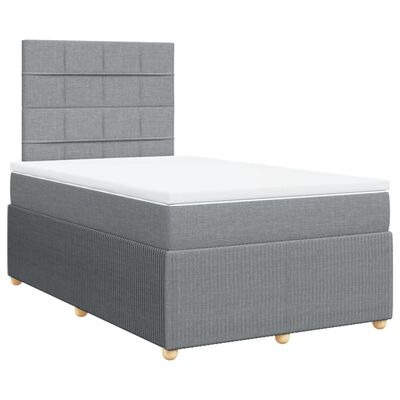 vidaXL Sommier à lattes de lit et matelas gris clair 120x190 cm tissu