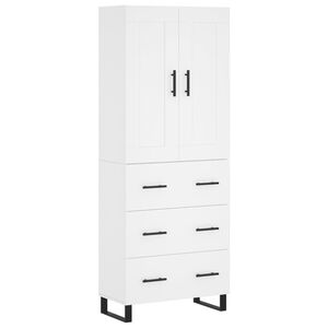 vidaXL Buffet haut Blanc 69,5x34x180 cm Bois d'ing&eacute;nierie
