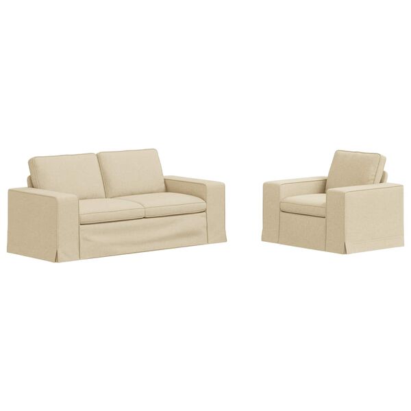 vidaXL Canap&eacute; 2 pcs Cr&egrave;me 182 x 80 x 82 cm tissu