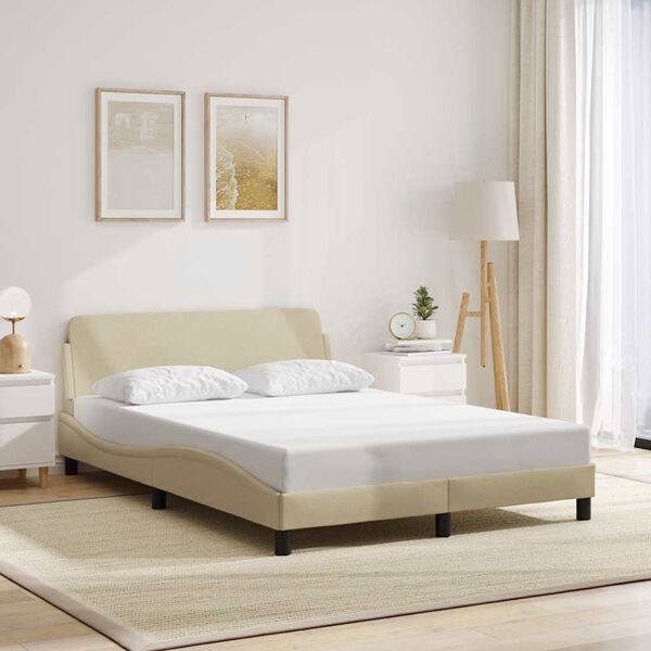 vidaXL Cadre de lit Dover cr&egrave;me 140x200 cm tissu