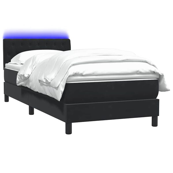 vidaXL Sommier &agrave; lattes de lit avec matelas et LED noir 90x220 cm velours