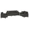 vidaXL Ensemble de canap&eacute;s 3 pcs coussins Gris fonc&eacute; Tissu microfibre