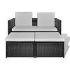 vidaXL Salon de jardin 4 pcs avec coussins R&eacute;sine tress&eacute;e Noir