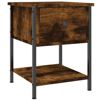 vidaXL Table de chevet chêne fumé 34x35,5x45 cm bois d'ingénierie