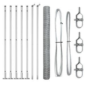 vidaXL Cl&ocirc;ture hexagonale avec base en b&eacute;ton 10 x 1,6 m Argent&eacute; Maille