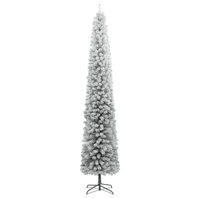 vidaXL Sapin de Noël mince avec support et flocon de neige 300 cm PVC