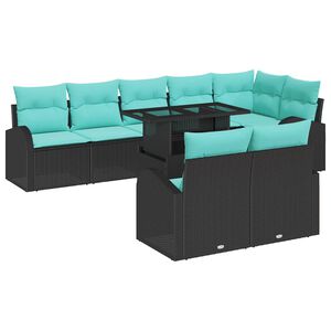 vidaXL Ensemble de canap&eacute; de jardin 9 pc Noir Poly rotin