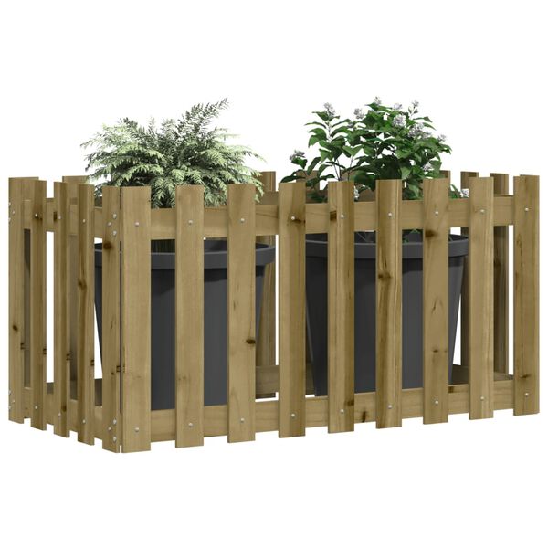 vidaXL Lit sur&eacute;lev&eacute; de jardin design de cl&ocirc;ture bois de pin impr&eacute;gn&eacute;